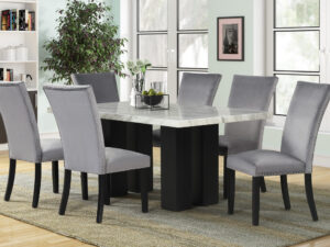 A1220 Gray - (FAUX MARBLE) Dining Table + 6 Chair Set