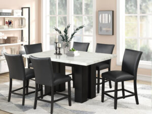 A2220 PU - (FAUX MARBLE) Counter Height Table + 6 Chair Set
