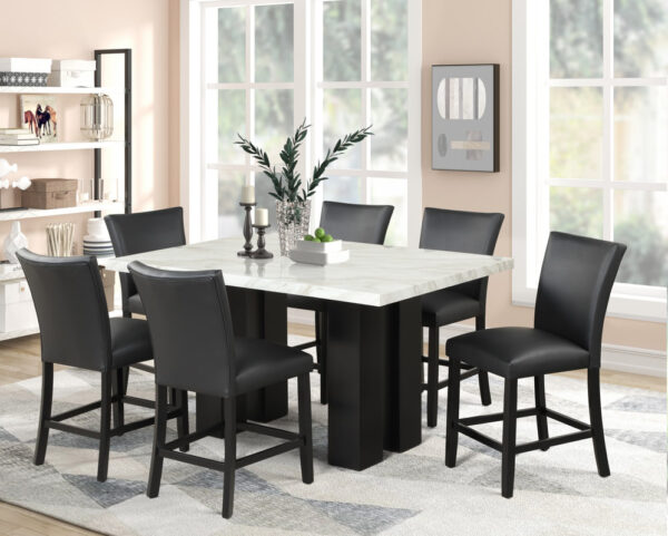 A2220 PU - (FAUX MARBLE) Counter Height Table + 6 Chair Set