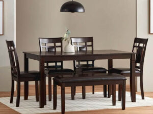 D1015 - Dining Table + 4 Chair + Bench Set