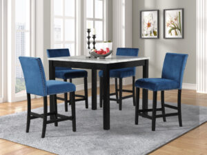 Dior - Blue Pub Table + 4 Chair Set