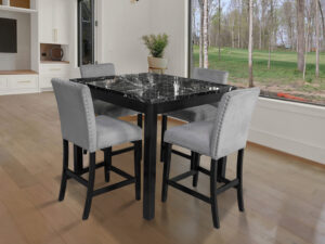 Dior Oynx Gray - Pub Table + 4 Chair Set