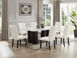 Finland White - (GENUINE MARBLE) Table & 6-Chairs