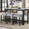 Gloria Black - Pub Table + 3 Chair Set