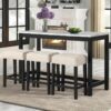 Gloria Black - Pub Table + 3 Chair Set
