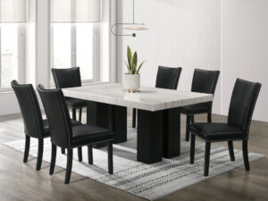 Finland PU - (GENUINE MARBLE) Table & 6-Chairs